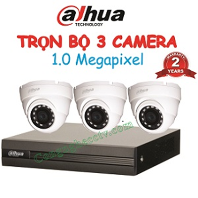 TRỌN BỘ 3 CAMERA  HAC-HDW1000MP-S3 1.0 MEGAPIXEL